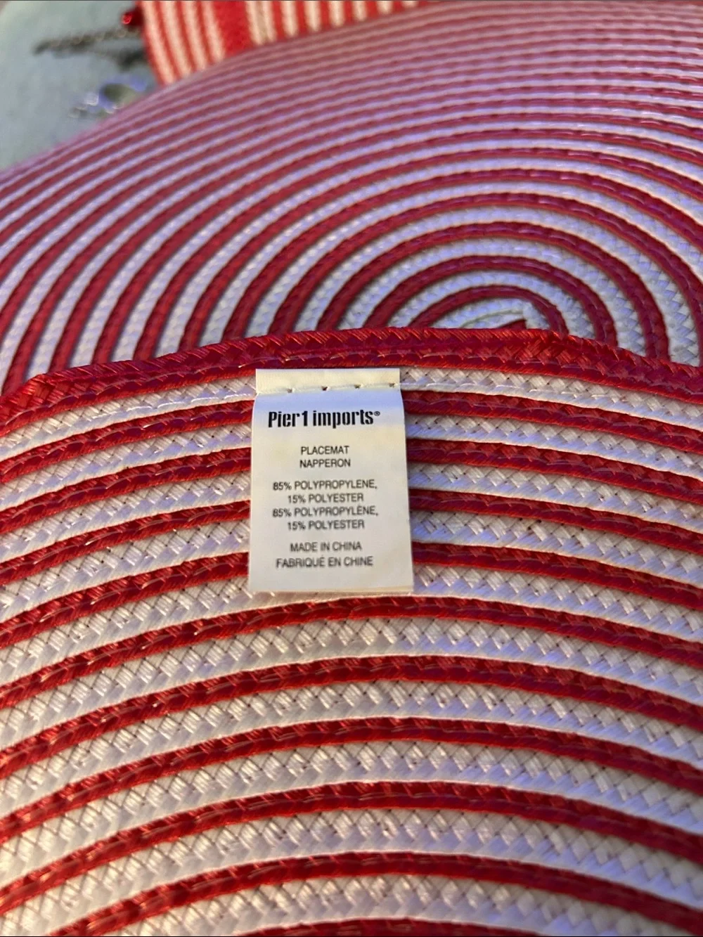 Round Red & White Spiral Placemats Six